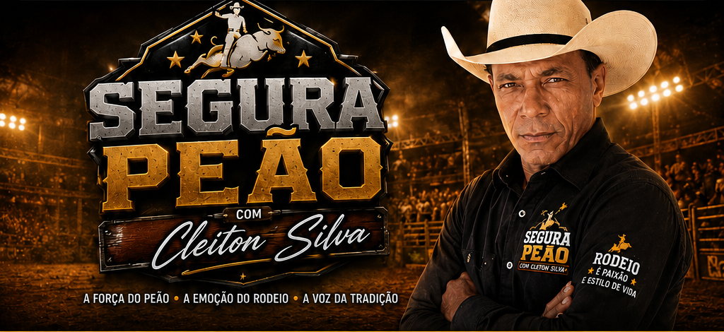 Segura Peão com Cleiton Silva na arena de rodeio